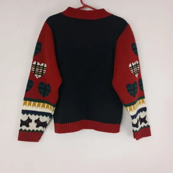 Vintage 80s Miniwaves Girls Multicolored Puppy Sweater size Large Preppy - Picture 4 of 7